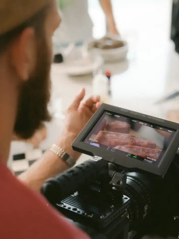 Filming a short video behind the scenes.